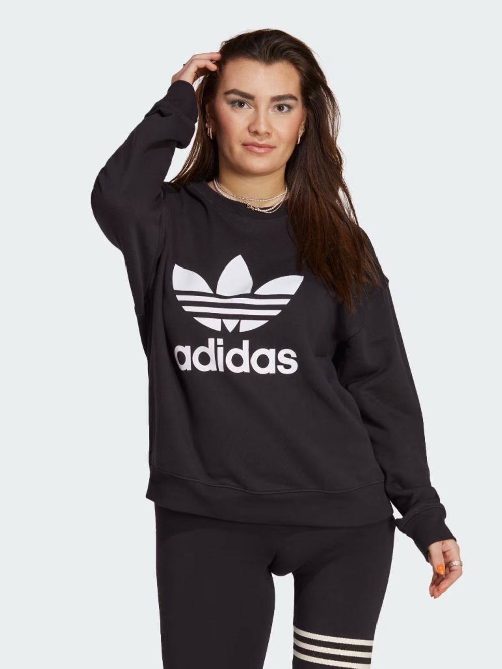 Adidas Originals Women's Trefoil Crew Sweatshirt Black size 1X